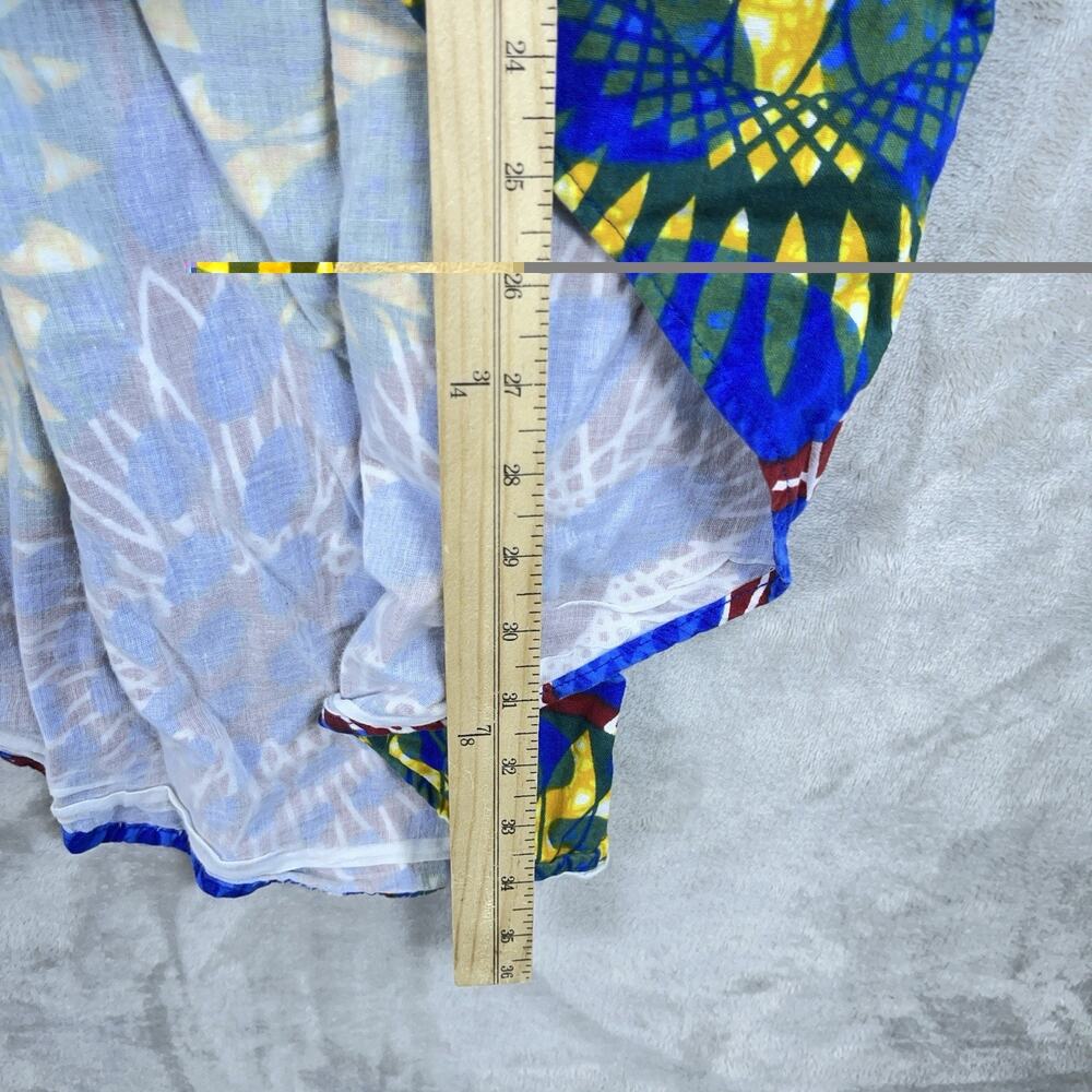 African Print High Low Skirt Ankara Botanical Smocked Waist Pockets Large - Picture 6 of 8